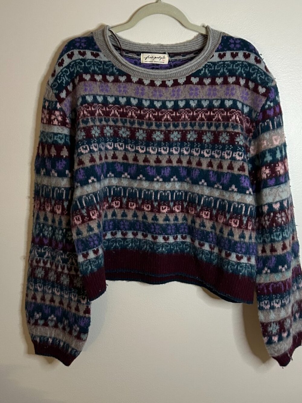 Free People Favorite Things Sweater In Frosted Wine Combo Size L